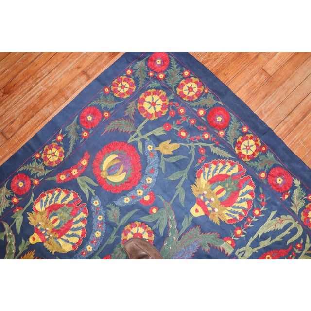 Early 20th Century Square Suzanni Embroidery - 4'9" x 5'2" For Sale In New York - Image 6 of 6
