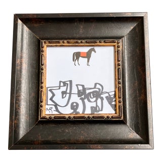 Contemporary Original Wayne Cunningham Abstract Ink Drawing Framed For Sale