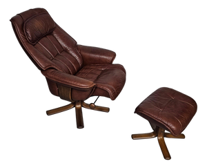 Set of Lounge Chair and Ottoman from Hjellegjerde Møbel, Sweden, 1980s