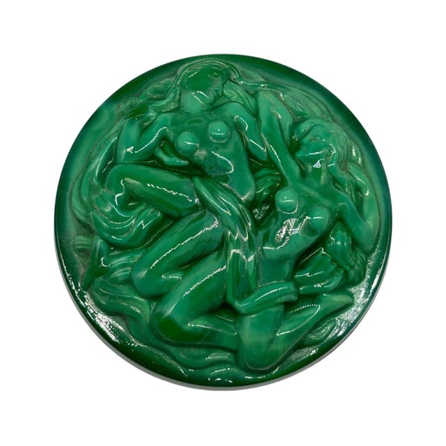 Heinrich Hoffmann (1875-1938) jewelry/powder Box Bombonniere With Bacchantes Naiads Glass 1930 Art Deco Bombonniere with...