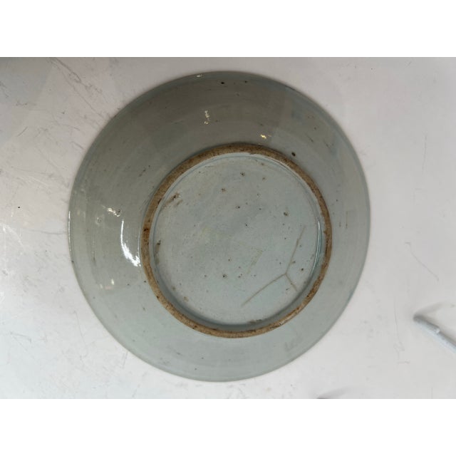 Collection Vintage Chinese Blue & White Porcelain Small Plates Calligraphy Longevity Symbol Decorative Saucers – Set of 9 For Sale - Image 9 of 12