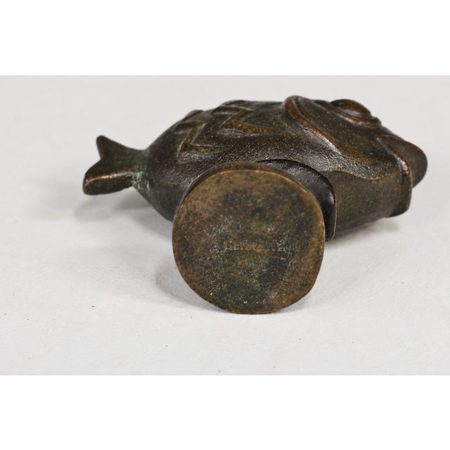 German Bronze Fish Figurine on Pedestal | Chairish