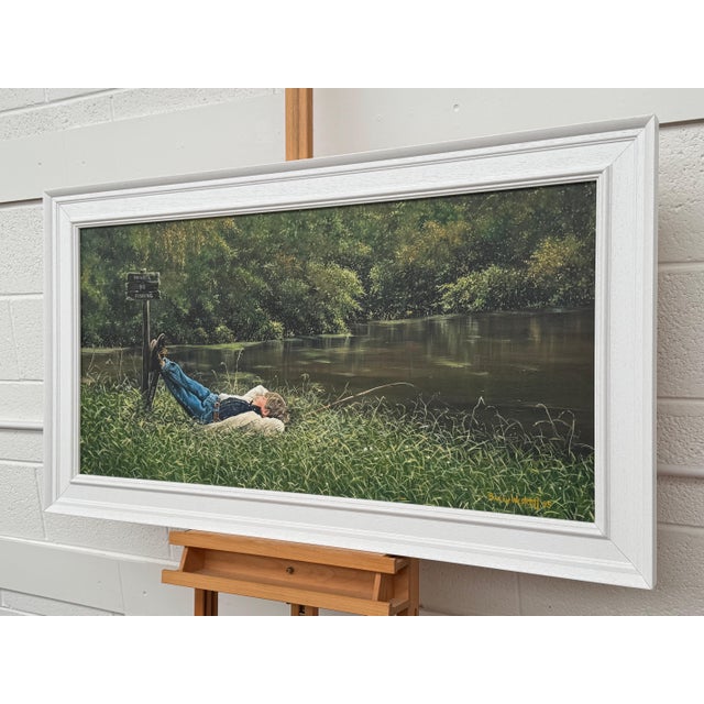 Young Boy Fishing by a Beautiful Riverside in Lush Green English Countryside 1995 For Sale - Image 14 of 18