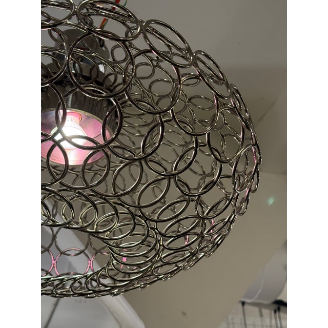 Silver Bruno Rainaldi for Terzani Round g.r.a. Silver Nickel Ceiling Pendant For Sale - Image 8 of 13
