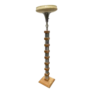 1950s Mid-Century Modern Chrome Blond Maple Stacked Torchiere Floor Lamp
