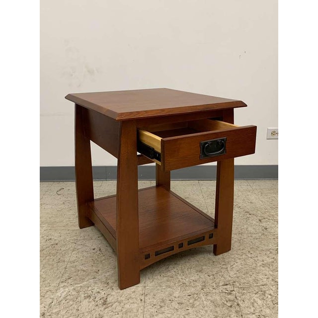 2020s Mission Oak 1 Drawer Inlay End Table - Model A24 For Sale - Image 5 of 6