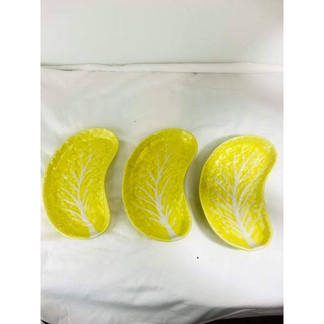 Secla Yellow Cabbage Leaf Crescent Shape Salad Plates Set of 3 Chairish