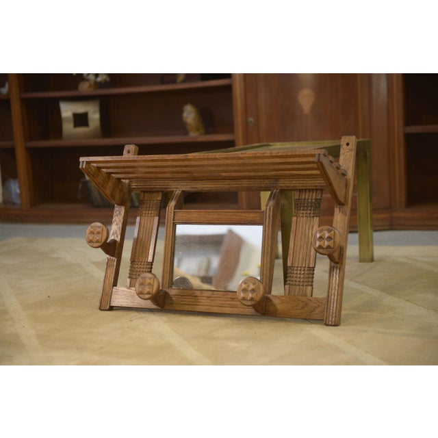 Brown Vintage Brutalist Oak Coat Rack, 1950s For Sale - Image 8 of 8