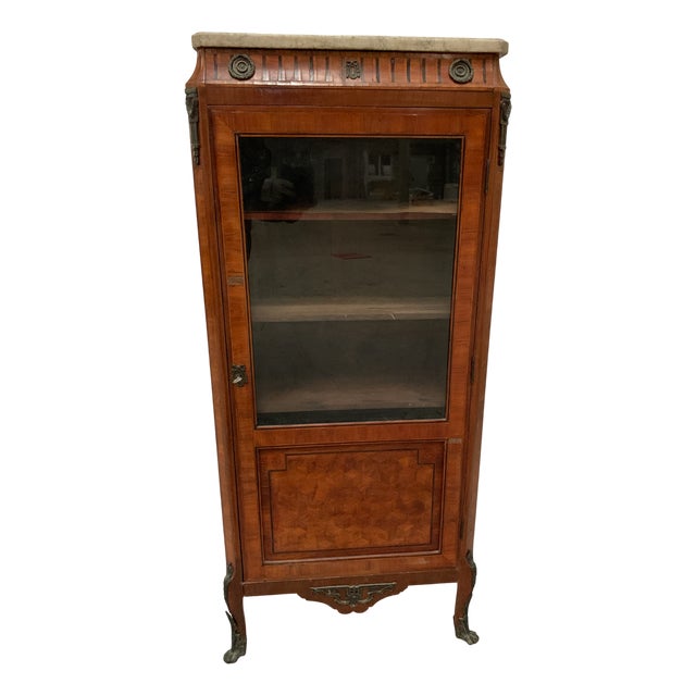 Louis XVI Style Single-Door Display Case in Wood Marquetry, 20th Century For Sale