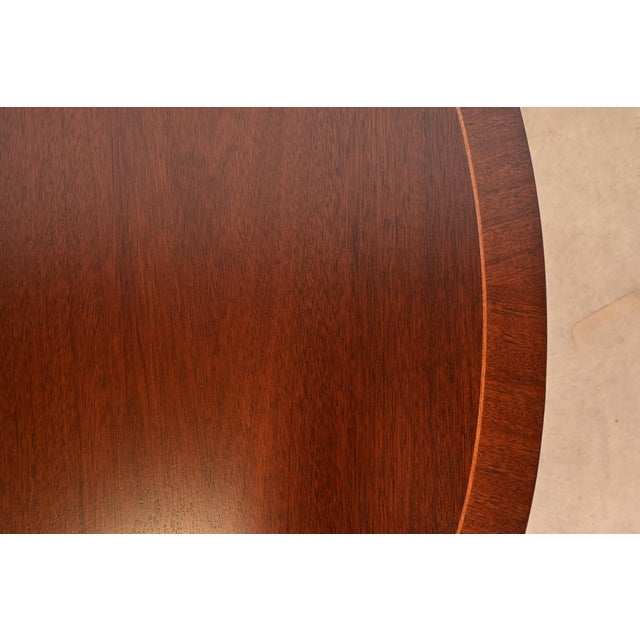 Kindel Furniture Federal Banded Mahogany Extension Dining Table, Newly Refinished For Sale - Image 9 of 14