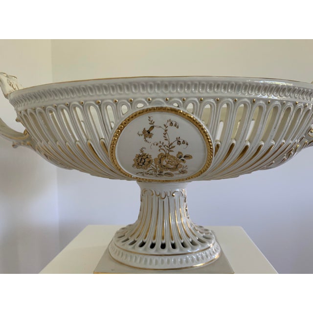 French 1980s Large Pierced Compote Pedestal Dish For Sale - Image 3 of 7