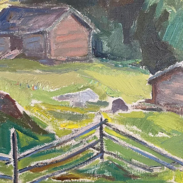 1957 Mid-Century Swedish Modernist Oil Painting "Sommarkväll Vid Kleivi" by Fritz Smedberg For Sale - Image 9 of 18