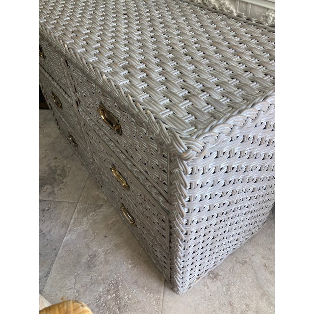 Bielecky Brothers Rattan Double Dresser With White Wahsed Finish For Sale - Image 12 of 12
