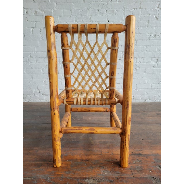 1940s Rustic Pine Log & Rawhide Side Chair For Sale - Image 14 of 15