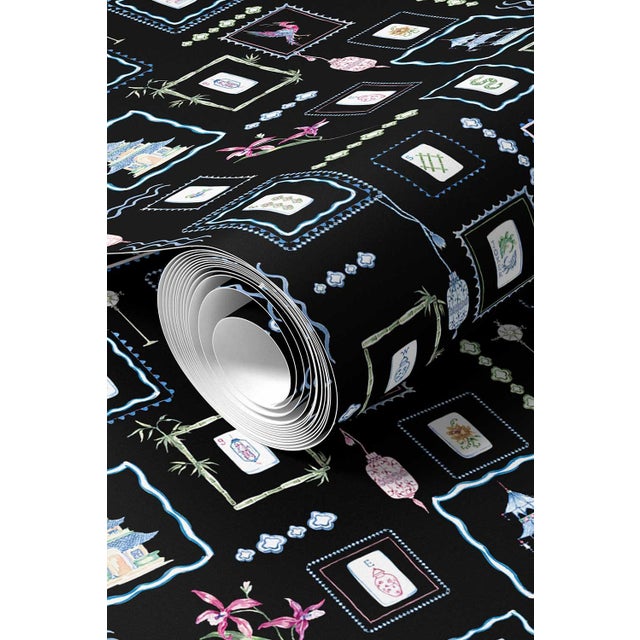 Not Yet Made - Made To Order Mahjong Tile Grasscloth Wallpaper by House Party | Blank Black | 8 Yards For Sale - Image 5 of 8
