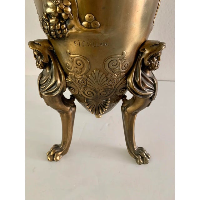 Bronze Antique French Bronze Vessel Urn - F. Levillain Jardiniere Vase For Sale - Image 8 of 12