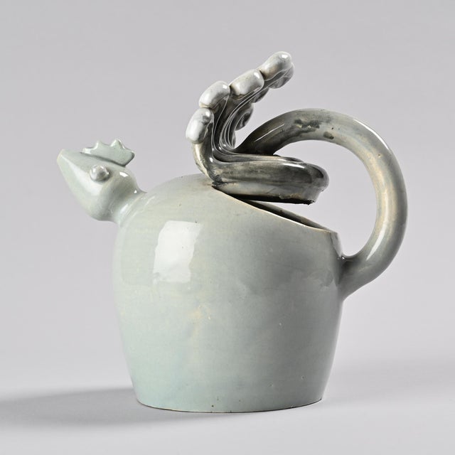 Zoomorphic jug made by Suzanne Ramié for the Madoura workshop around 1945. Made of celadon green glazed ceramic with a...