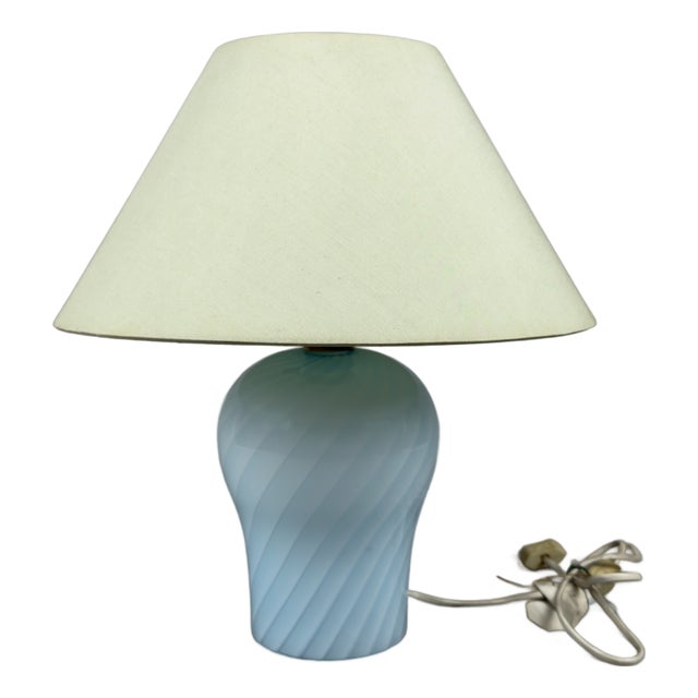 Blue Spiral Murano Glass Table Lamp from Davinci, 1970s For Sale