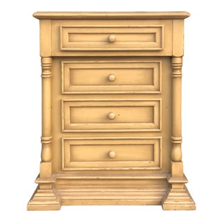 Farmhouse Style Four Drawer Painted Nightstand For Sale