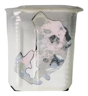 80s Gibson Modernist Art Hand-Painted Decorative Vase