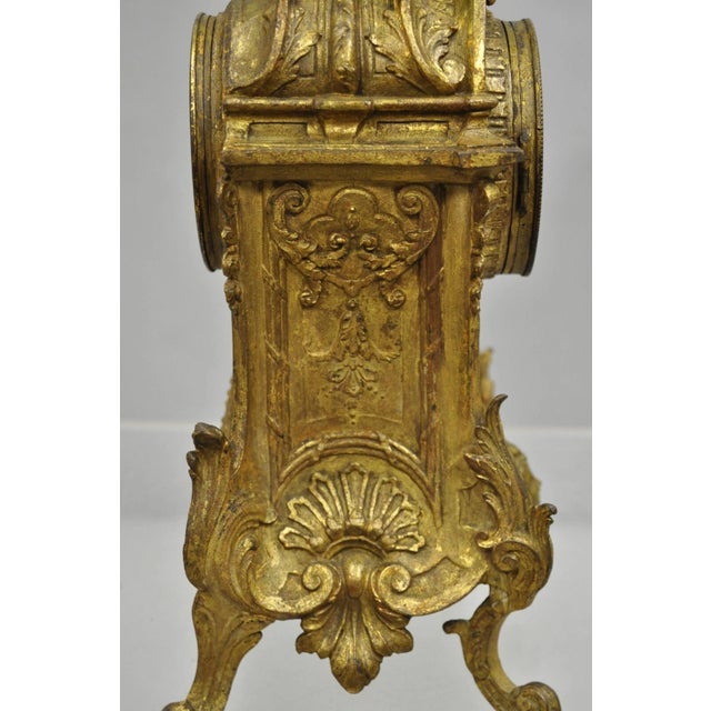 Metal Early 20th Century S. Marti Medaille De Bronze Gold French Victorian Porcelain Figural Shelf Clock For Sale - Image 7 of 12
