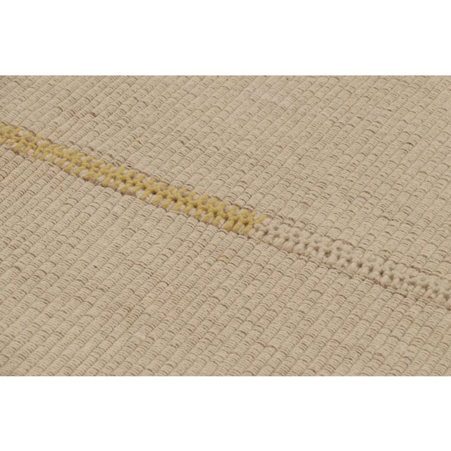 2010s Rug & Kilim's Accent Kilim, Beige Textural Stripes With Yellow Accents For Sale - Image 5 of 8