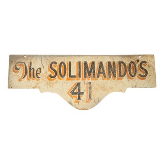 Vintage Deco Double Sided House Sign Solimando's For Sale