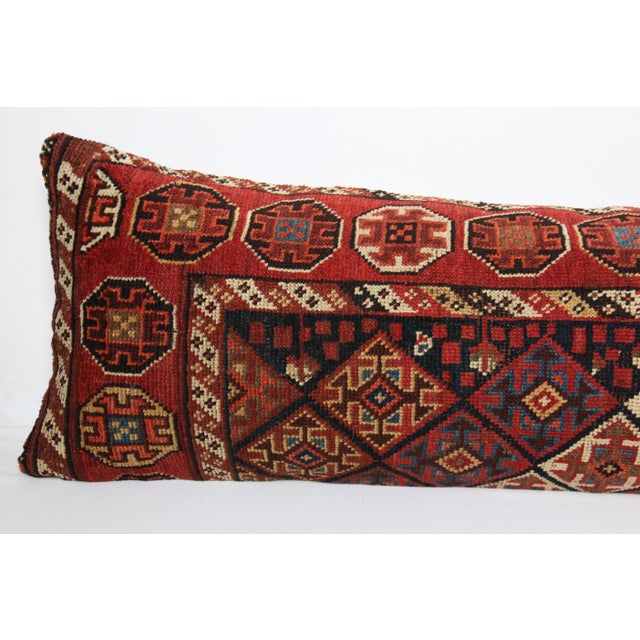 Navy Blue Handwoven Persian Rug Pillow Cover – Antique Tribal Decorative Throw Cushion -16'' X 49'' For Sale - Image 8 of 12