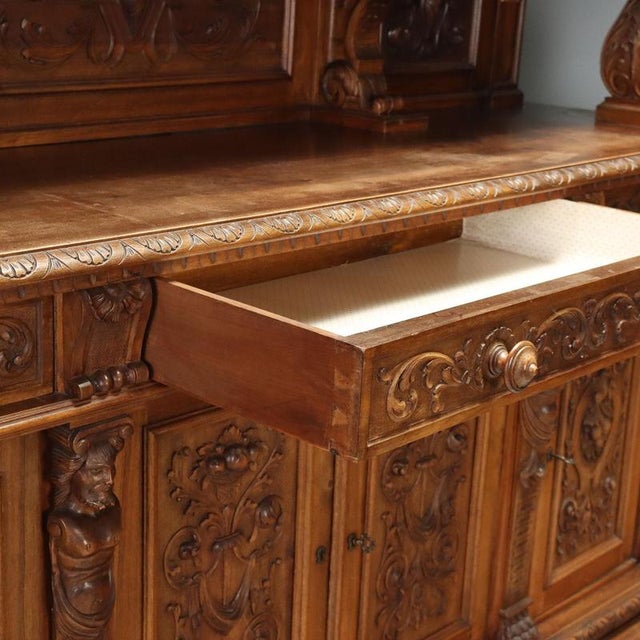 Brown 19th Century Neo-Baroque Walnut Sideboard, Italy For Sale - Image 8 of 16