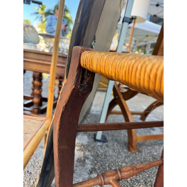 Vintage Country French Louis XV Style Rush Seat Dining Chairs — Set of 5 For Sale - Image 9 of 12
