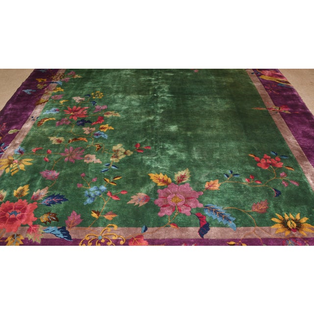 Art Deco Antique Chinese Art Deco Hand Knotted Wool Rug, 8'711'4 For Sale - Image 3 of 9