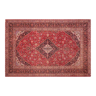Vintage Hand-Knotted Wool Rug – 9.5 X 13.1 Red & Blue For Sale