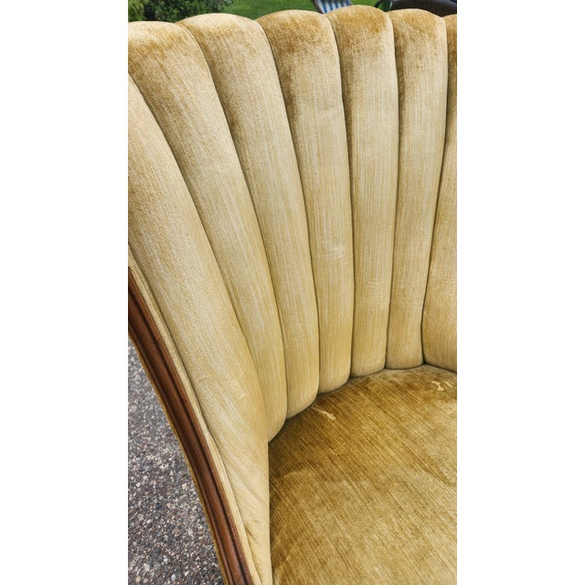 Pair of Vintage Hollywood Regency Shell Back Slipper Chairs, 1940s Style For Sale - Image 17 of 18