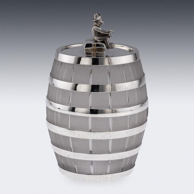 Victorian Silver and Glass Whisky Barrel Ice Bucket, 1864 For Sale - Image 12 of 17