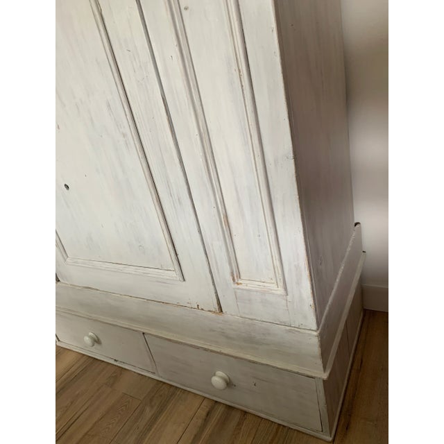 Early 19th Century Antique Whitewashed Pine Armoire Cabinet For Sale - Image 9 of 13