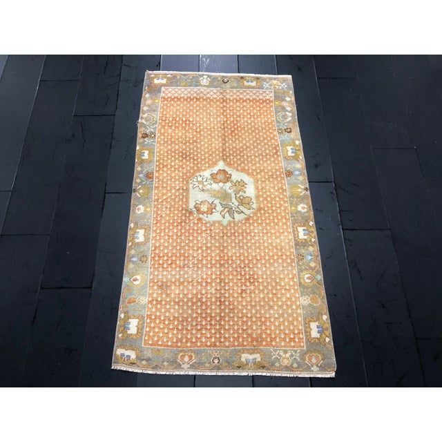 Contemporary Orange Floral Vintage Rug - 3′10″ × 7′1″ For Sale - Image 3 of 11