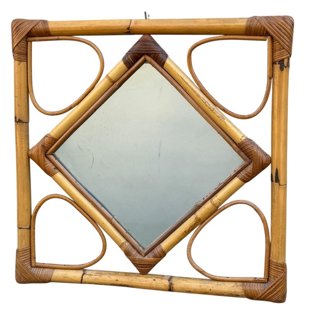 Vintage French Rattan Mirror, 1970s For Sale - Image 11 of 11
