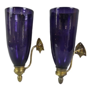 Early 19th Century Pair of Regency Amethyst Glass Wall Sconces For Sale