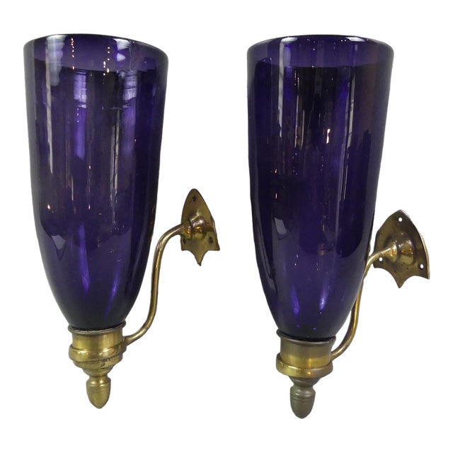 Early 19th Century Pair of Regency Amethyst Glass Wall Sconces For Sale