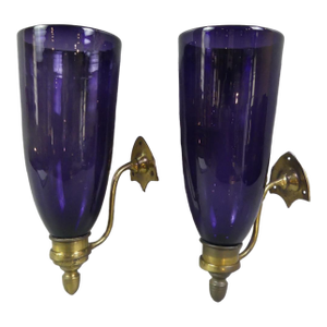 Early 19th Century Pair of Regency Amethyst Glass Wall Sconces
