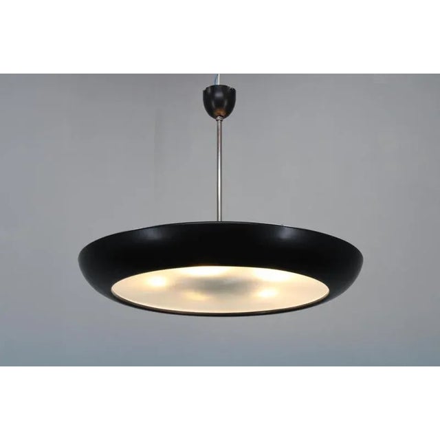 Bauhaus UFO Pendant Light by Josef Hurka for Napako, Czechoslovakia, 1940s For Sale - Image 3 of 13