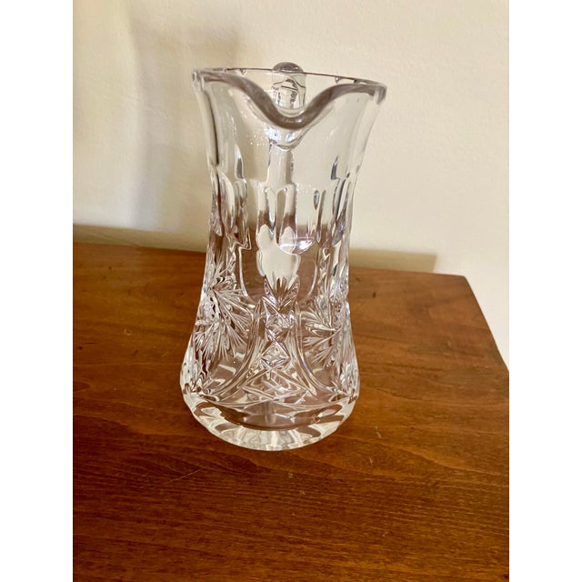 Vintage Lead Crystal Demi-Pitcher with Etched Pinwheel or Starburst Design with Floral Details Demi-pitcher measures 6"...