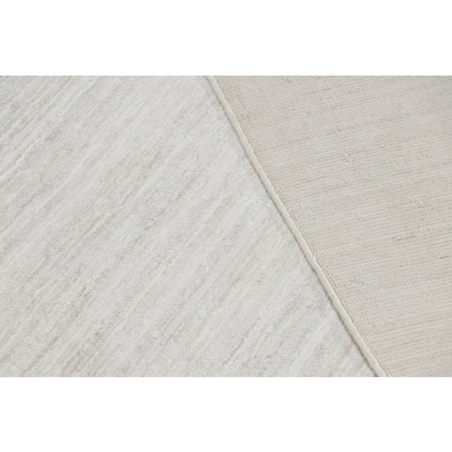 2010s Rug & Kilim’s Oversized Textural Rug in Solid White, Gray and Cream Striae - 12x17 For Sale - Image 5 of 5