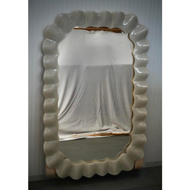 Italian Cream Murano Art Glass and Brass Console Mirror, 2000s For Sale - Image 9 of 10