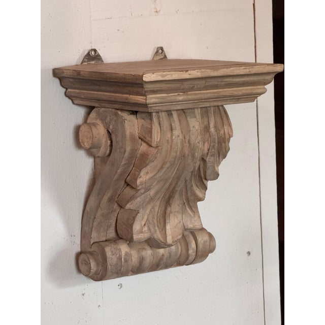 Wood Pair of Carved Wood Wall Brackets For Sale - Image 7 of 9