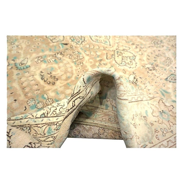 Textile Antique Persian Tabriz Wool 8x11 Tan, Ivory, Black & Blue Handmade Area Rug #1142595 For Sale - Image 7 of 7