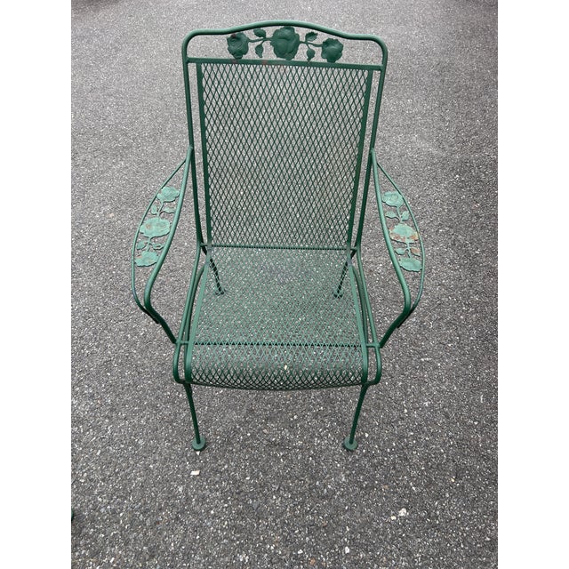 Russell Woodard Woodard Wrought Iron Patio Set Table and 4 Chairs, Attributed For Sale - Image 4 of 7
