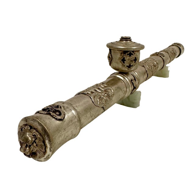 Antique Chinese/Tibetan Silver Smoking Pipe, Late Qing Dynasty, Handcrafted Art For Sale - Image 13 of 14
