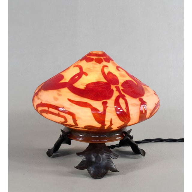 1920s French Art Deco Cameo Night Lamp by Le Verre Francais Schneider - 1920s France For Sale - Image 5 of 13