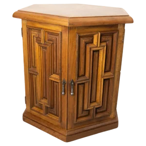 French Nightstand in Exotic Wood and Iron, 1960